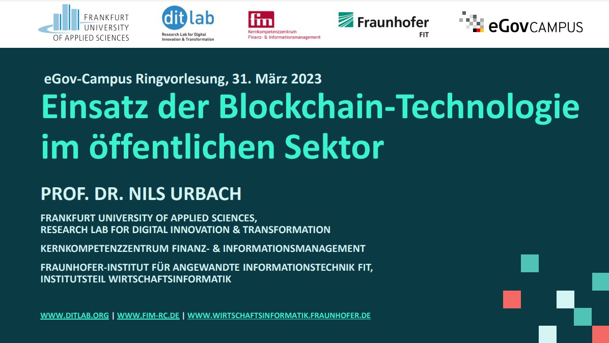 Titelfolie Ringvorlesung Einsatz der Blockchain-Technologie im öffentlichen Sektor