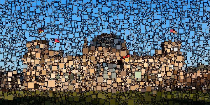 Verpixelte Abbildung der Westseite des Reichstagsgebäudes